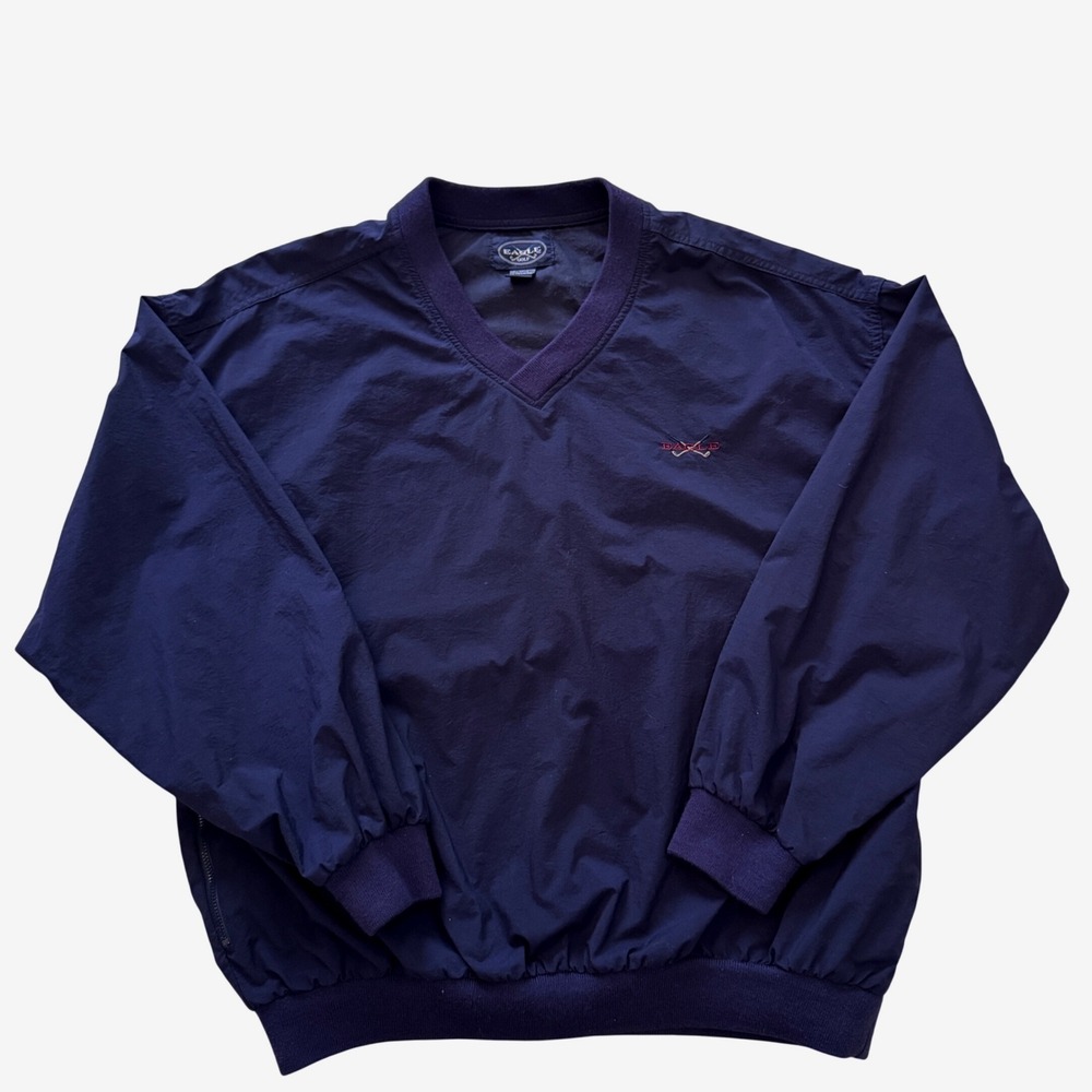 Eagle Golf Vintage Navy V-Neck Windbreaker Pullover Jacket Sz M‎